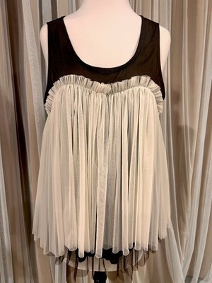 Boutique Tool Lace Pullover Sleeveless Round Neck Top Brown Beige  Size L EUC