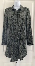 Divided H&M Leopard Camo Button Up Dress Size 12