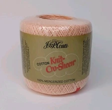 J&P Coats Knit-Cro-Sheen A64 100% Mercerized Cotton Color 161 Peach 150 Yards