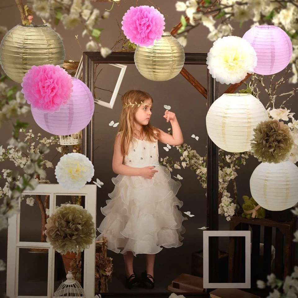 5pcs 8" Gold Tissue Paper Pom Pom Flower Ball - Image 4 of 4