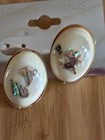 Sea blue Abalone Shell inlay Set Into White Background Designer Earrings New — photo 2