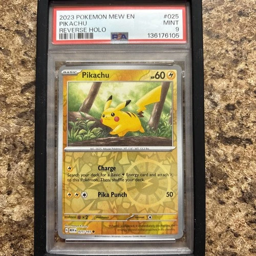 2023 PIKACHU Pokemon Mew English Reverse Holo #25 With Bumper PSA 9