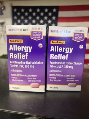 2x HealthCare Aisle Allergy Relief Non-Drowsy 180 Tablets - Ex1/27