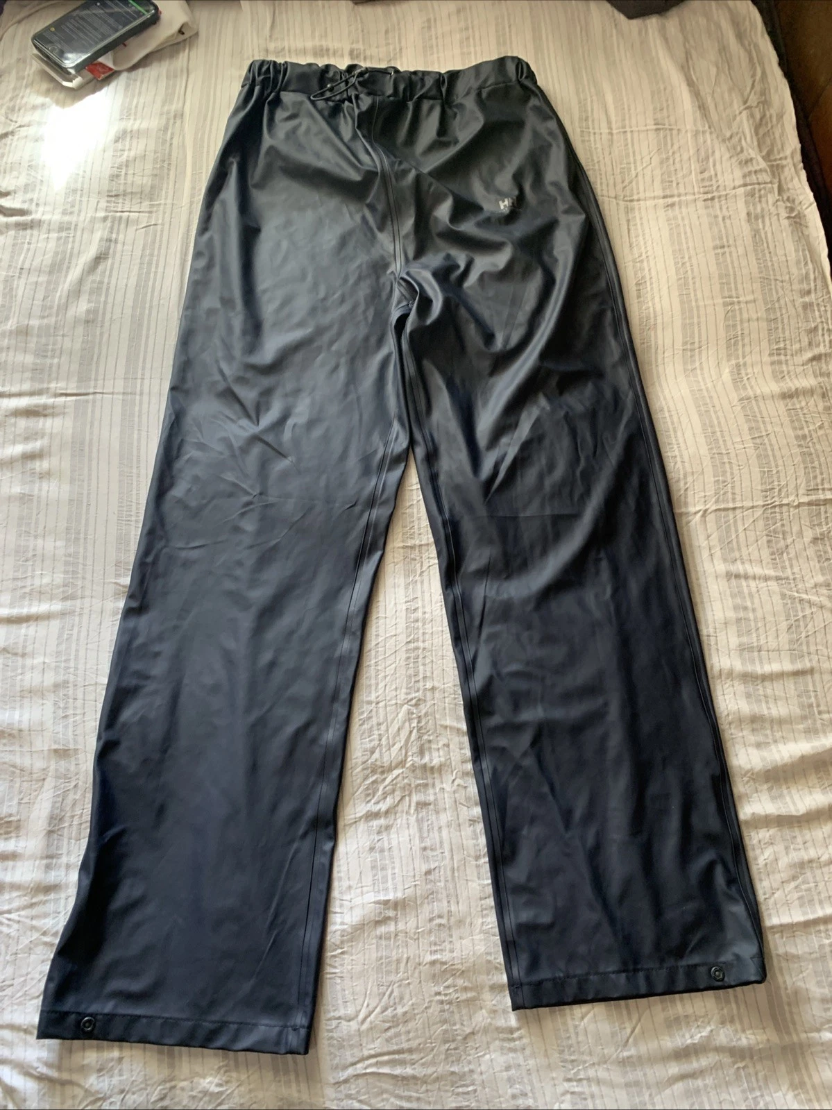 HELLY HANSEN Large Navy Blue Rain Pants Workwear Adjustable