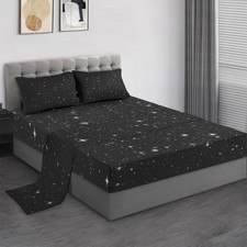 Twin Size Bed Sheet Sets, Space Starry Deep Soft Microfiber 3 Pcs Bedding Set...