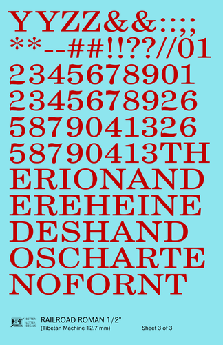 K4 Wasserrutsche Aufkleber rot 1/2 Zoll Eisenbahn römischer Buchstabe Alphabet - Bild 3 von 3