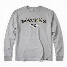 47 Brand Baltimore Ravens Gray Long Sleeve T Shirt Men L NFL Football Fan Tee