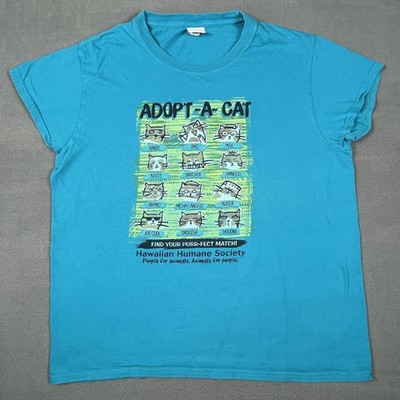 Hawaiian Humane Society Graphic Shirt Womens Large Adopt A Cat Crazy Shirts