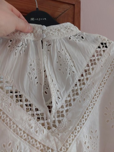 Blusa Biba Boho para damas, talla 14, crema, mangas cortas abullonadas, nueva con etiquetas - Imagen 7 de 11