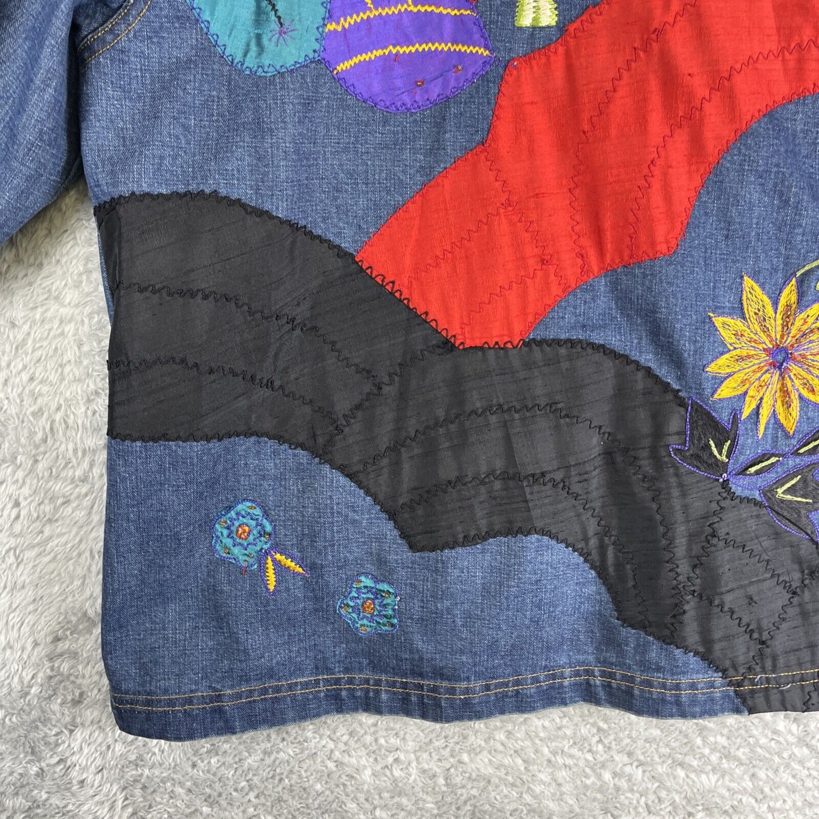 Vintage Chicos Designs Denim Jacket Embroidered W… - image 19