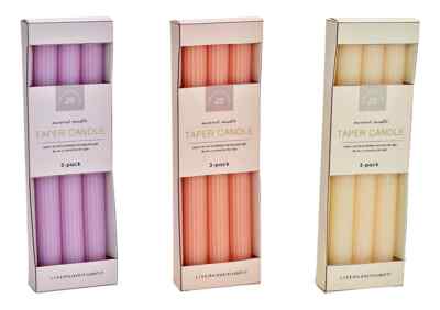 Taper Candles aus Wachs 3er Set, in lila, rosa und weiß 2x25x2cm, Stabkerzen