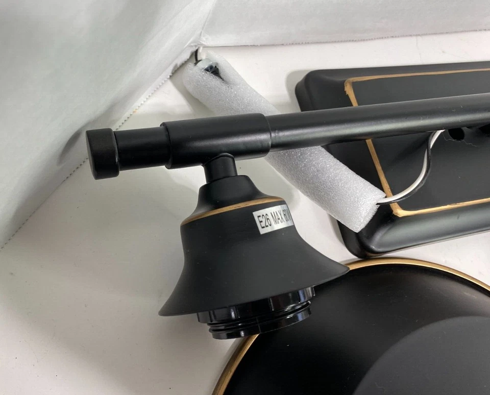 Modern Farmhouse Style Vanity 3-Light Fixture Matte Black Brass Ring White-Inner - Изображение 3 из 4