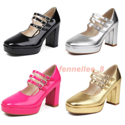 Plus Size 35-43 Women Platform Patent Leather High Heels Shoes