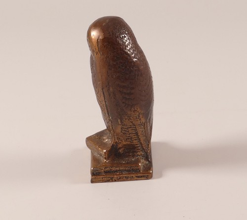 Briefbeschwerer Paperweight Eule / Uhu auf Büchern Bronze - Bild 3 von 6