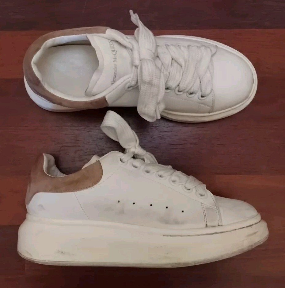 Alexander McQUEEN Women's Oversized WHITE Leather Sneakers
