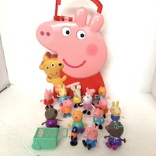 Peppa Pig Carry Case Plastic with Handle Toy Storage 2003 w/ 16 figures/pieces