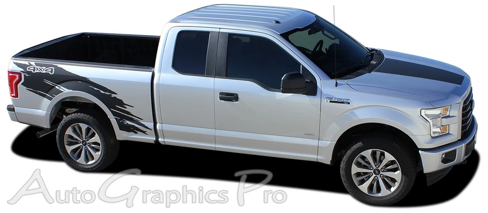 Mudslinger caja trasera vinilo gráfico rasgado calcomanías rayas Ford F-150 2015-2020 Foto 4 de 4
