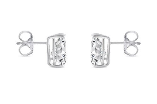 1.8 Ct Pear Lab Created Grown Diamond Earrings 14K White Gold F/VS Basket Push - Picture 3 of 3