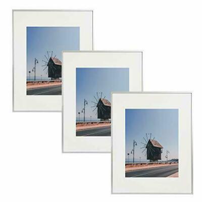 16x20 Floating Picture Frame, Silver Aluminum Frame With Glass For Photos, Art, Wall Display