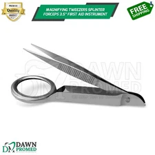 Magnifying Tweezers Splinter Forceps 3.5" With Magnifier First Aid Instrument