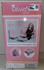 Olivia's Little World Polka Dot Princess 18" Doll Lounge Set - Pink NIB