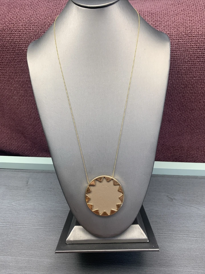 "Collar estrella central vintage House of Harlow grande de cuero tostado oro 27""" Foto 2 de 4