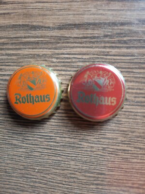 2 KK Kronkorken Rothaus orange und rot   Chapa Bottle Cap Tappi ohne Knick