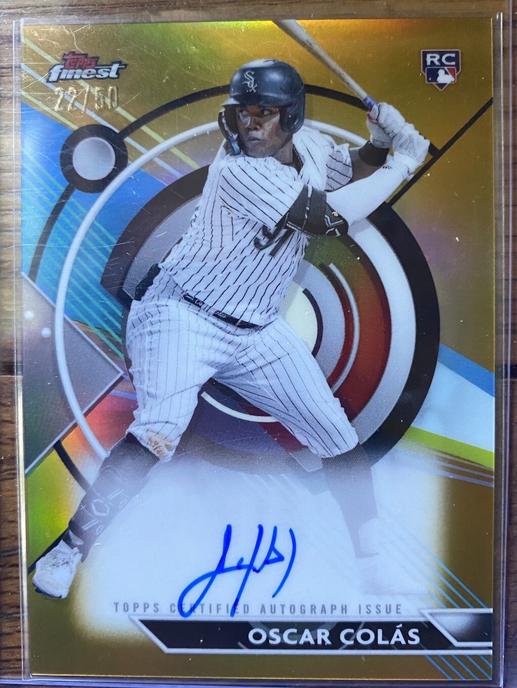 2023 Topps Finest Oscar Colas Gold Refractor Rookie Autograph Auto /50