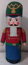 Vtg Nutcracker Soldier Doorstop Handmade Stuffed Weighted Plush Holiday Decor