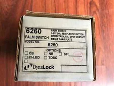 New Dynalock 6260 Palm Switch 1-5/8" Dia Red  Button Momentary, N.C DPST