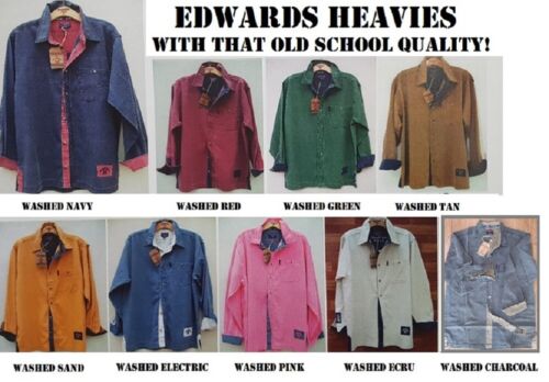 NEW EDWARDS HEAVIES MENS LONG SLEEVE SHIRT ED03 100% COTTON TWILL  EDWARD HEAVY - Photo 1/10