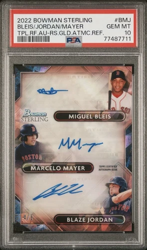 2022 Bowman Sterling Bleis/Mayer/Jordan Rose Gold Atom Ref Auto /5 PSA 10 🔥🔥🔥