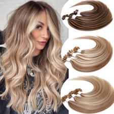 Human Hair Nail U Tip Russian Remy Keratin Glue Hair Extensions Thick Bonding 8A