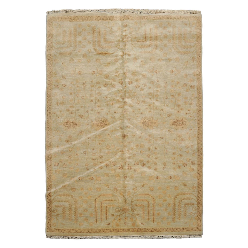 Alfombra oriental de transición 100 % lana nourison anudada a mano 5’6” x 8’ musgo Foto 2 de 4