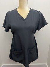 MedCouture One Scrub Top Size XS Dark Gray Uniform Nurse Medical Vet Read
