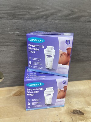 2 Pack Lansinoh Breastmilk Storage Bags BPA Free 100 Bags Each 20473 New