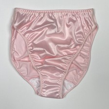 Vtg Hi-Cut Satin Panty Pink M/6