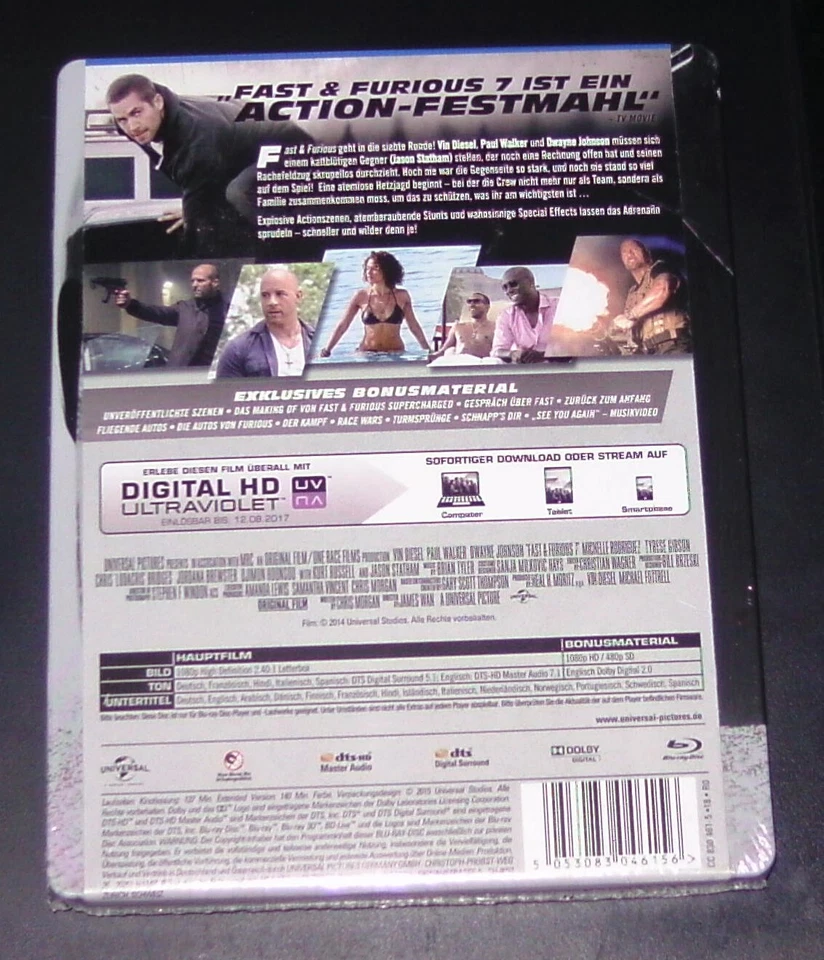 FAST & FURIOUS 7 KINOFASSUNG & EXTENDED CUT LIMITIERTE STEELBOOK BLU RAY NEU OVP - Bild 2 von 4