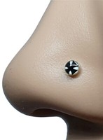 Schwarzes Kreuz Nasenstecker Malteserkreuz 22G (0,6Mm) 925 Silber Kugelende E...