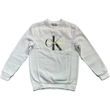 Sweatshirt Calvin Klein Jeans Mens CK Logo Fleece Pullover Crewneck Black White