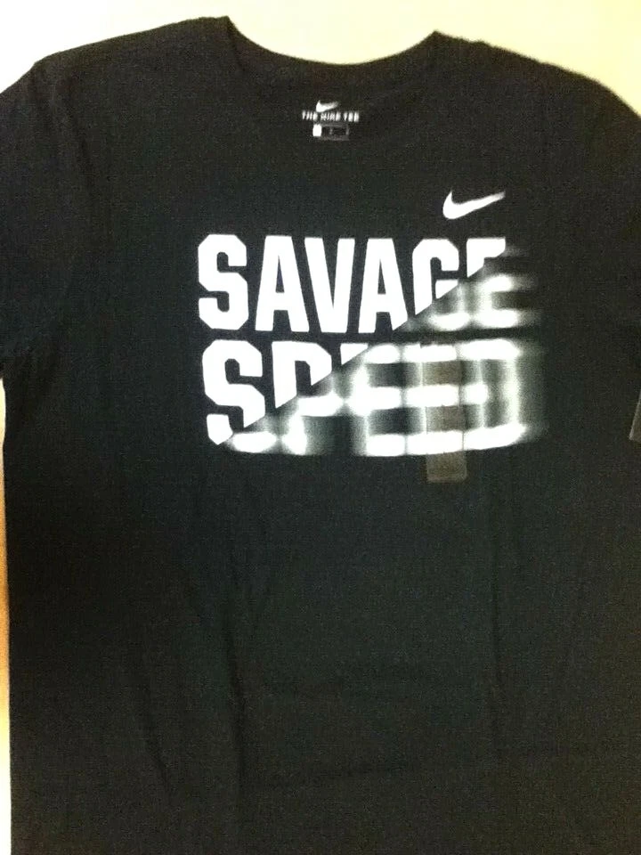AUTHENTIC NIKE SAVAGE SPEED BLACK T SHIRT AV2466-010