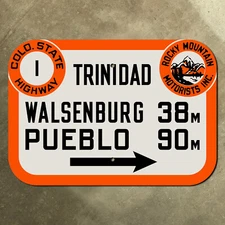 Colorado Rocky Mountain Motorists state highway route 1 Trinidad road sign