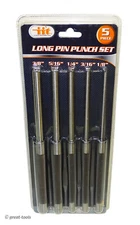 PIN PUNCH SET – 8” long punches – heavy knurled handles – automotive hand tools