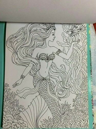 KALEIDOSCOPE COLORING MERMAIDS BOOK KIT NIB WITH MARKERS & GLITTER GLUE! MERMAID - Imagen 5 de 7