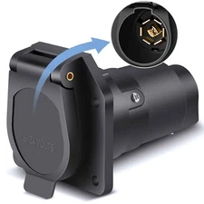 Nilight 7 Pin Male Trailer Round RV Blade Connector Socket 7 Pole Trailer Plug