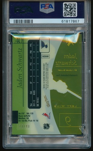 Jaden Schwartz 2012-13 Fleer Retro Essential Credentials Now RC #40 /40 PSA 6 - Picture 2 of 2