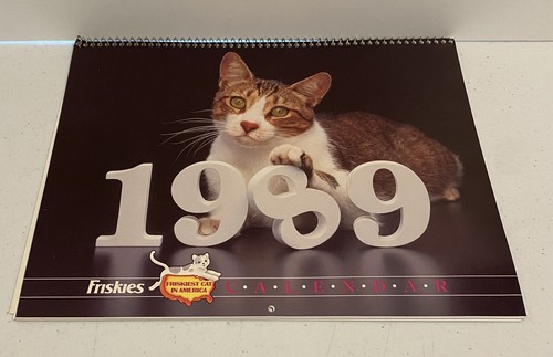 Vintage 1989 Friskies Cat Calendar Friskiest Cat In America Clean No Writing