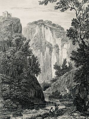 Derbyshire Antique Print CASTLETON PEAKSHOLE Peak Cavern c1886 Chantrey's Peak's
