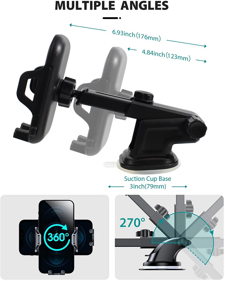 Universal 3-in-1 Cell Phone Holder for Car - Dashboard, Windshield Mount Holder - Image 4 of 4