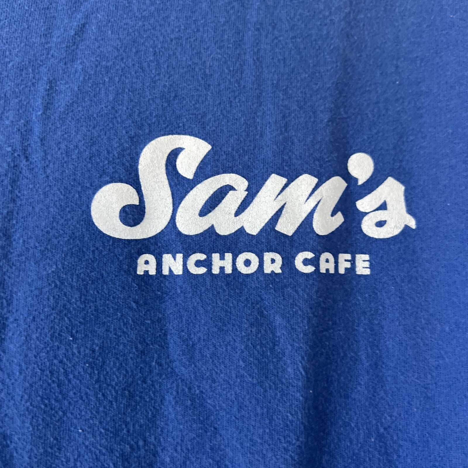 Sam's Anchor Cafe Tiburon CA vintage blue tshirt Next Level No Yacht